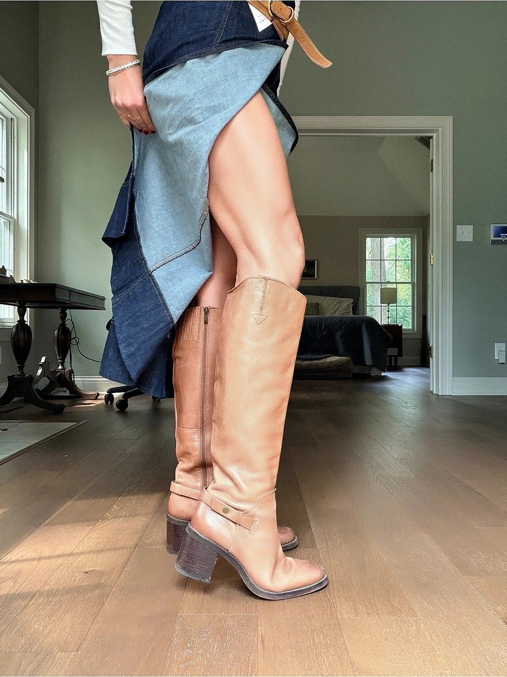 Franco Sarto Leather Tall Brown Boots US 10